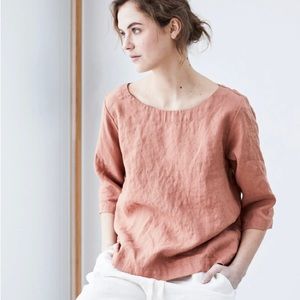 Notperfectlinen light blue January Loose Linen Top size small